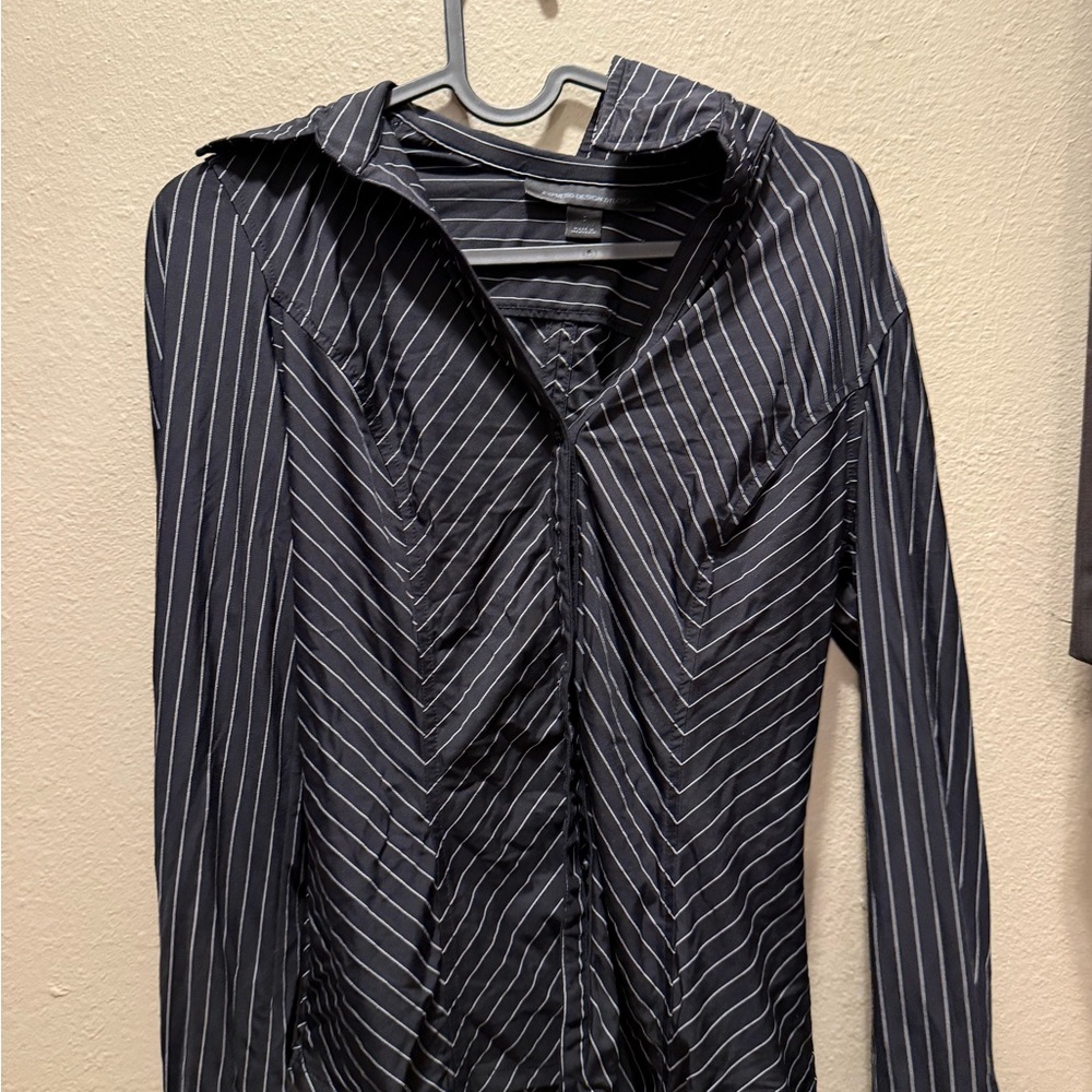 Express Black and White Striped Blazer